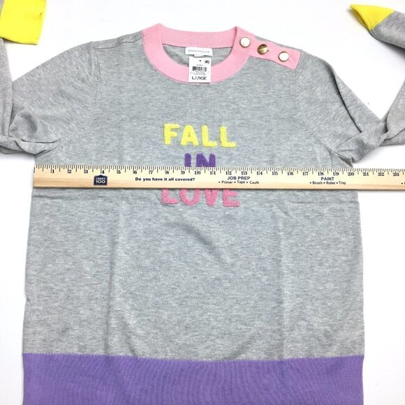 NEW Charter Club Women's Large Fall In Love Grey Sweater Retro Style Lightweight - Picture 3 of 8
